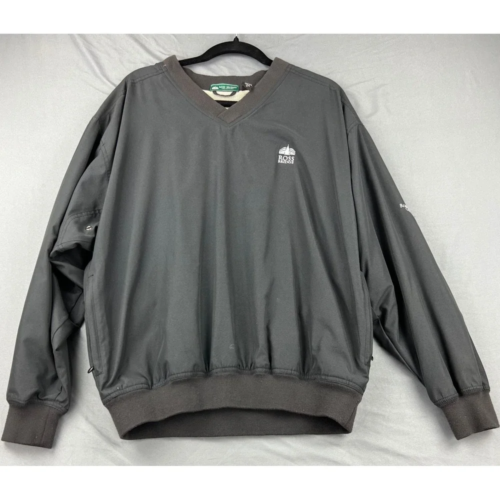 Ross Bridge Golf Windbreaker Pullover Mens Medium Gray Good RTJ Golf Trail VNeck